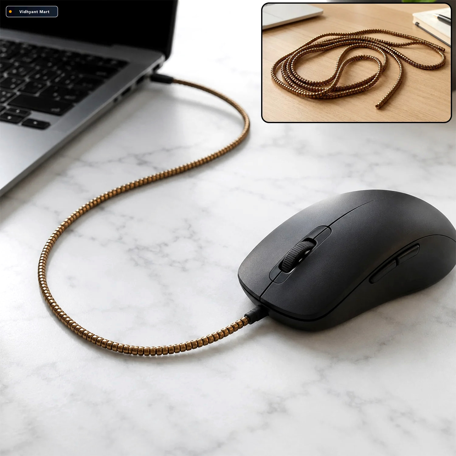 Vidhyant Mart Spiral Cable Protector Sleeve For Mouse Cable Flex 1
