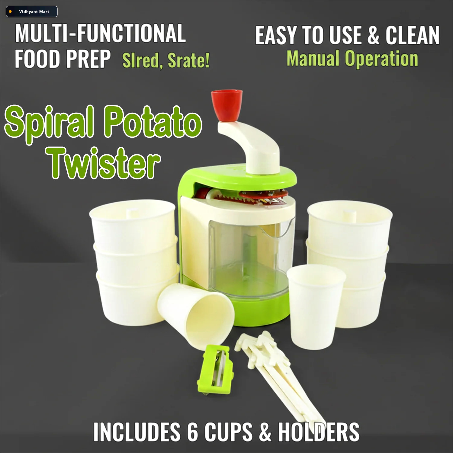 Vidhyant Mart Spiral Potato Twister Manual Snack Maker With Vacu 3