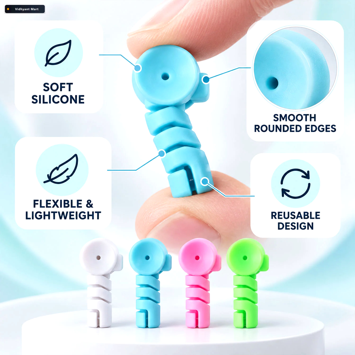 Vidhyant Mart Spiral Silicone Cable Protector Sleeves For Chargi 3