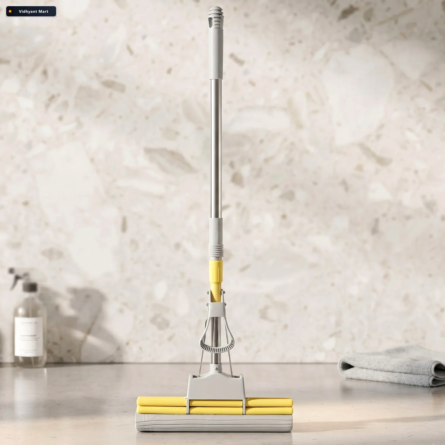 Vidhyant Mart Sponge Floor Mop With Steel Telescopic Handle And 3