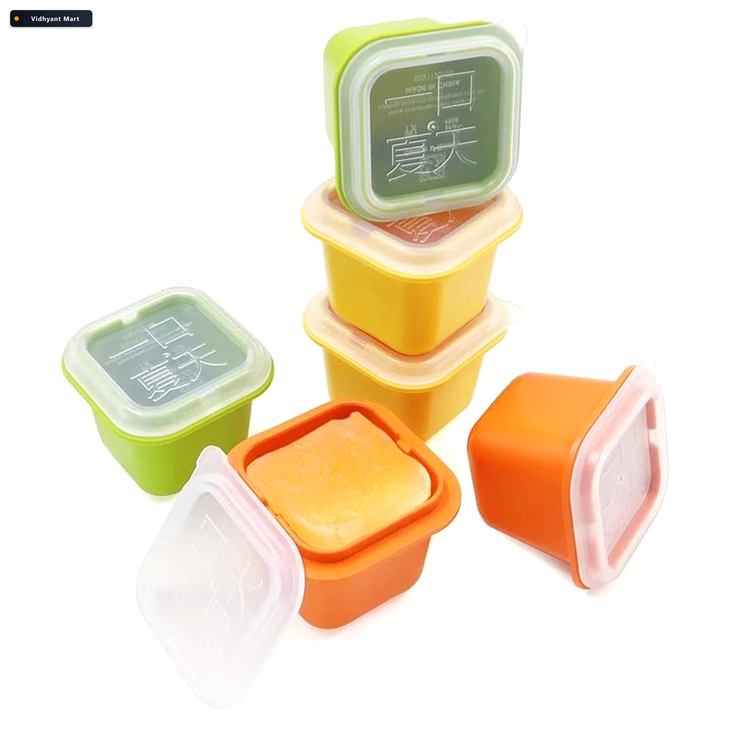Vidhyant Mart Square Ice Cube Mould Set With Lids Multicolor For 3