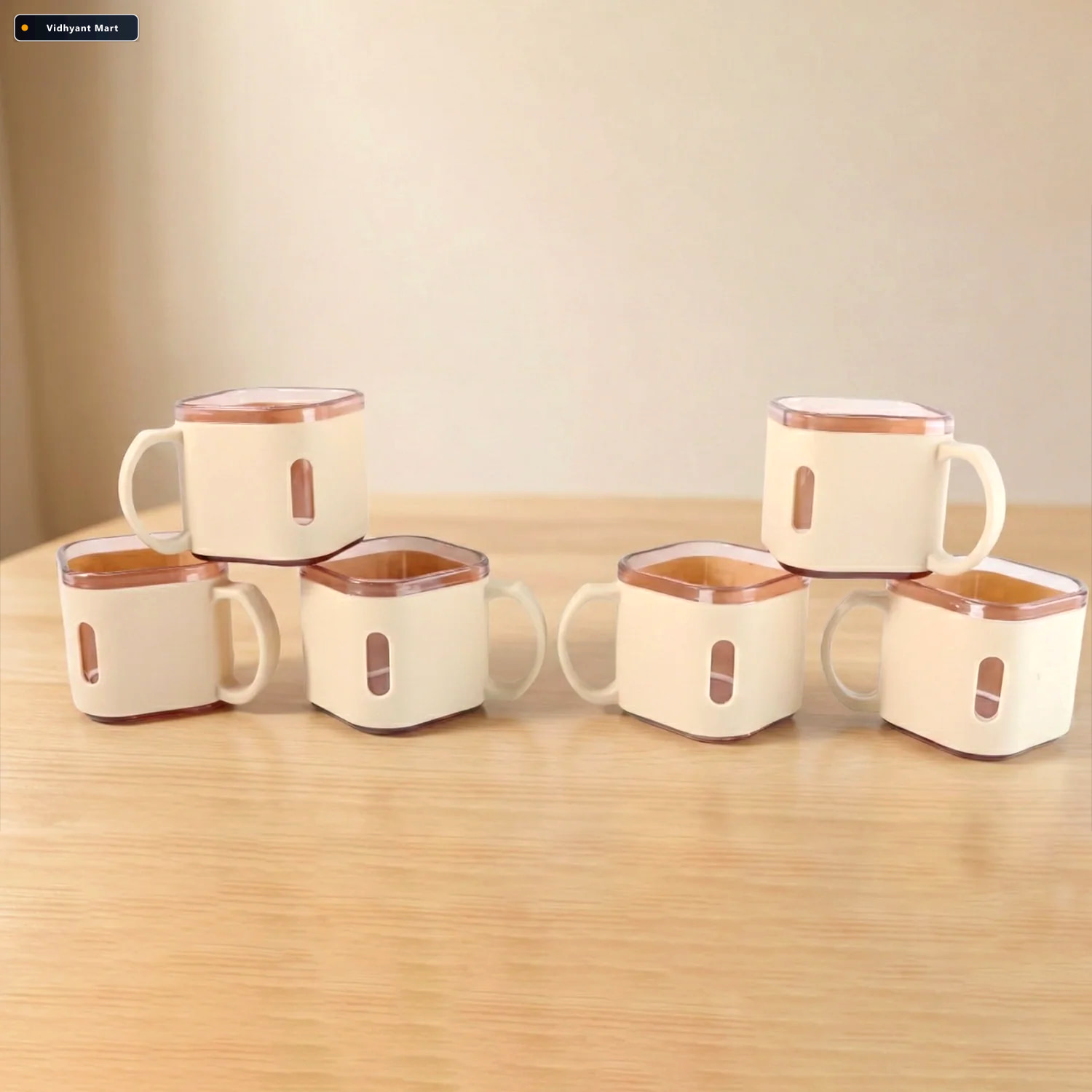 Vidhyant Mart Square Tea Cup Set Premium 6 Piece Lightweight 150 2