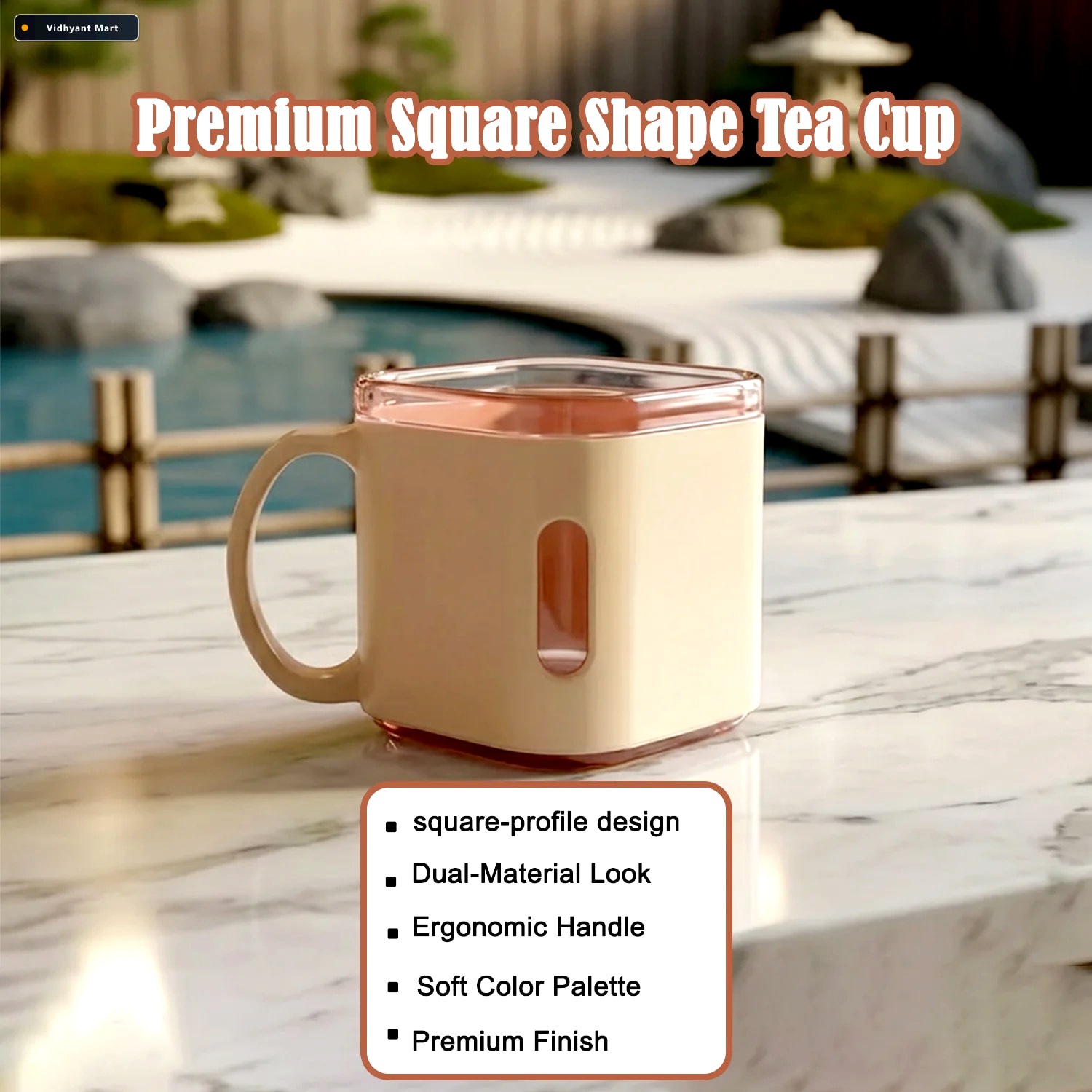 Vidhyant Mart Square Tea Cup Set Premium 6 Piece Lightweight 150 3