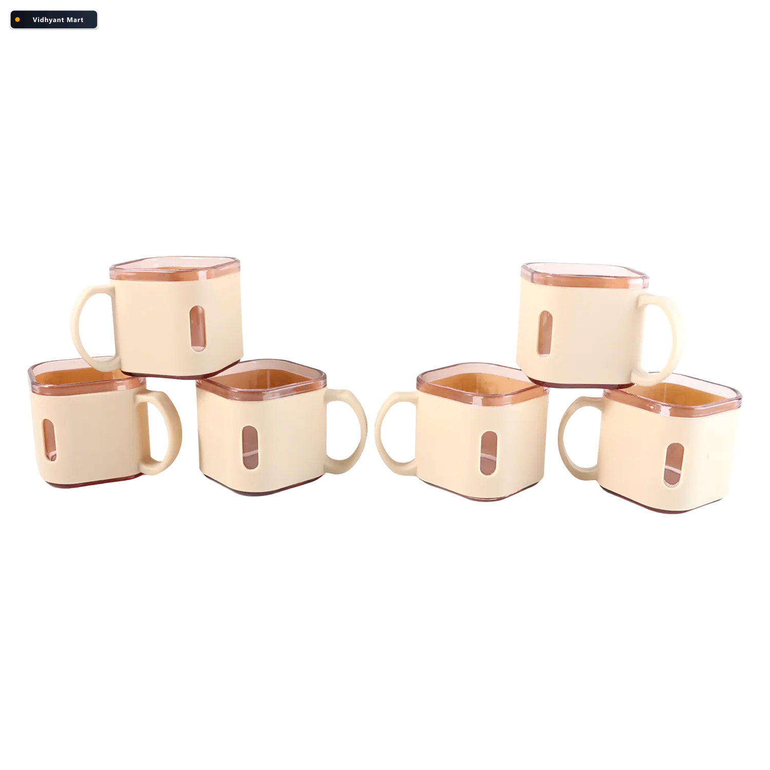 Vidhyant Mart Square Tea Cup Set Premium 6 Piece Lightweight 150 4