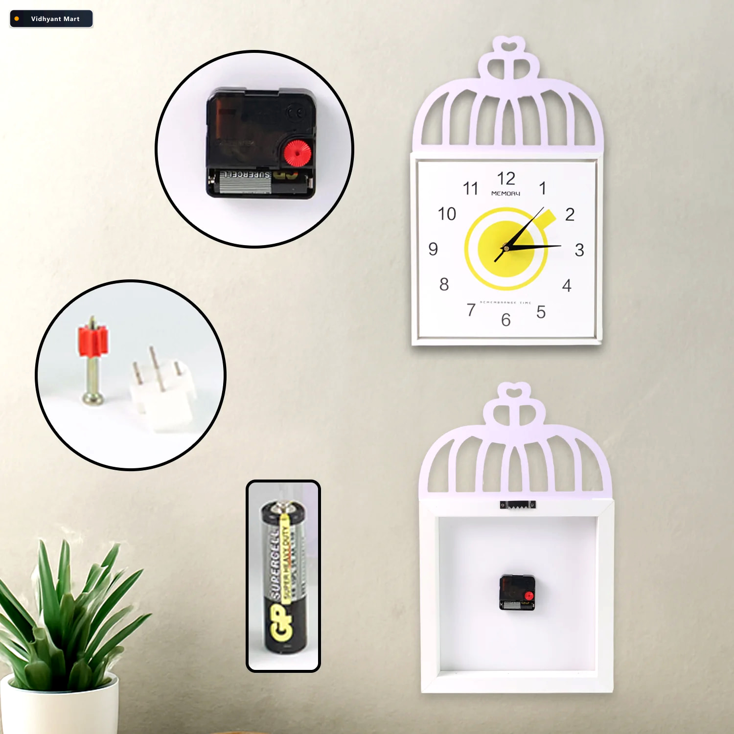 Vidhyant Mart Square Wall Clock Decorative Battery Operated Time 3