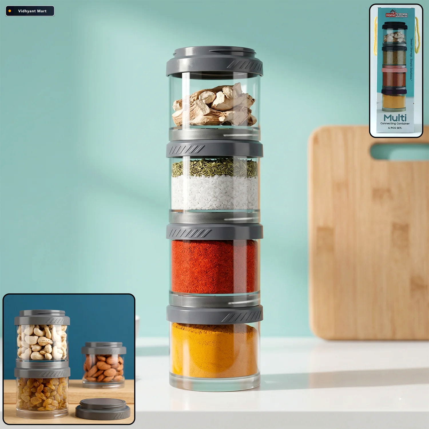 Vidhyant Mart Stackable Storage Container Set Space Saving Modul 1