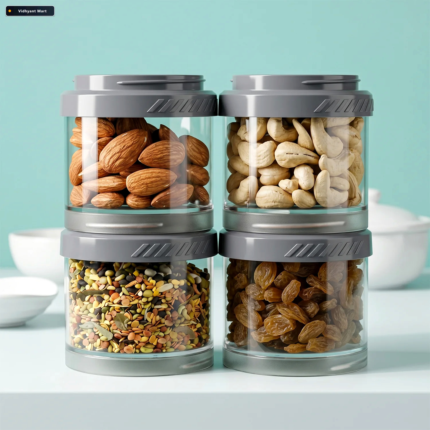 Vidhyant Mart Stackable Storage Container Set Space Saving Modul 3