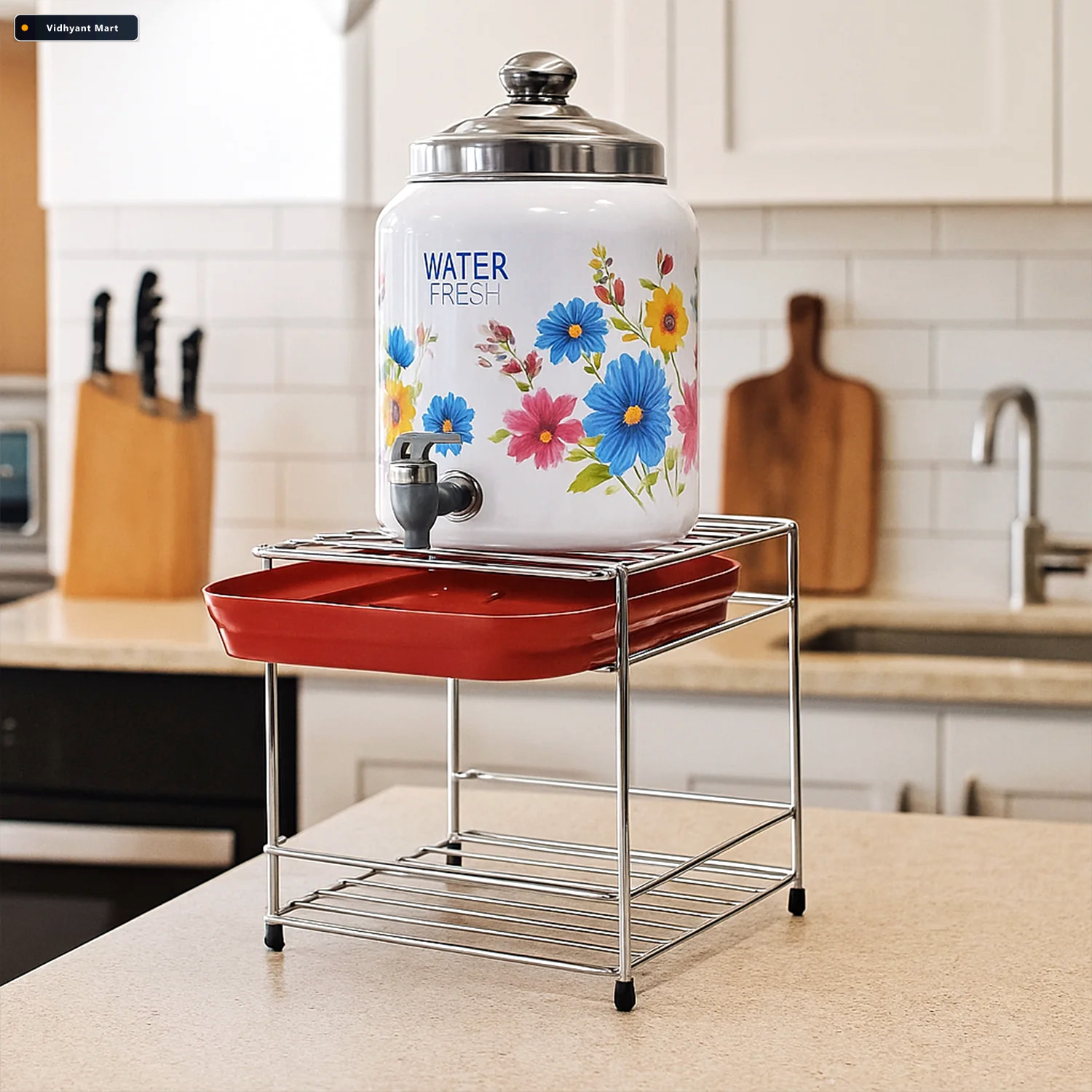 Vidhyant Mart Stainless Steel 2 Tier Kitchen Utensil Storage Sta 3