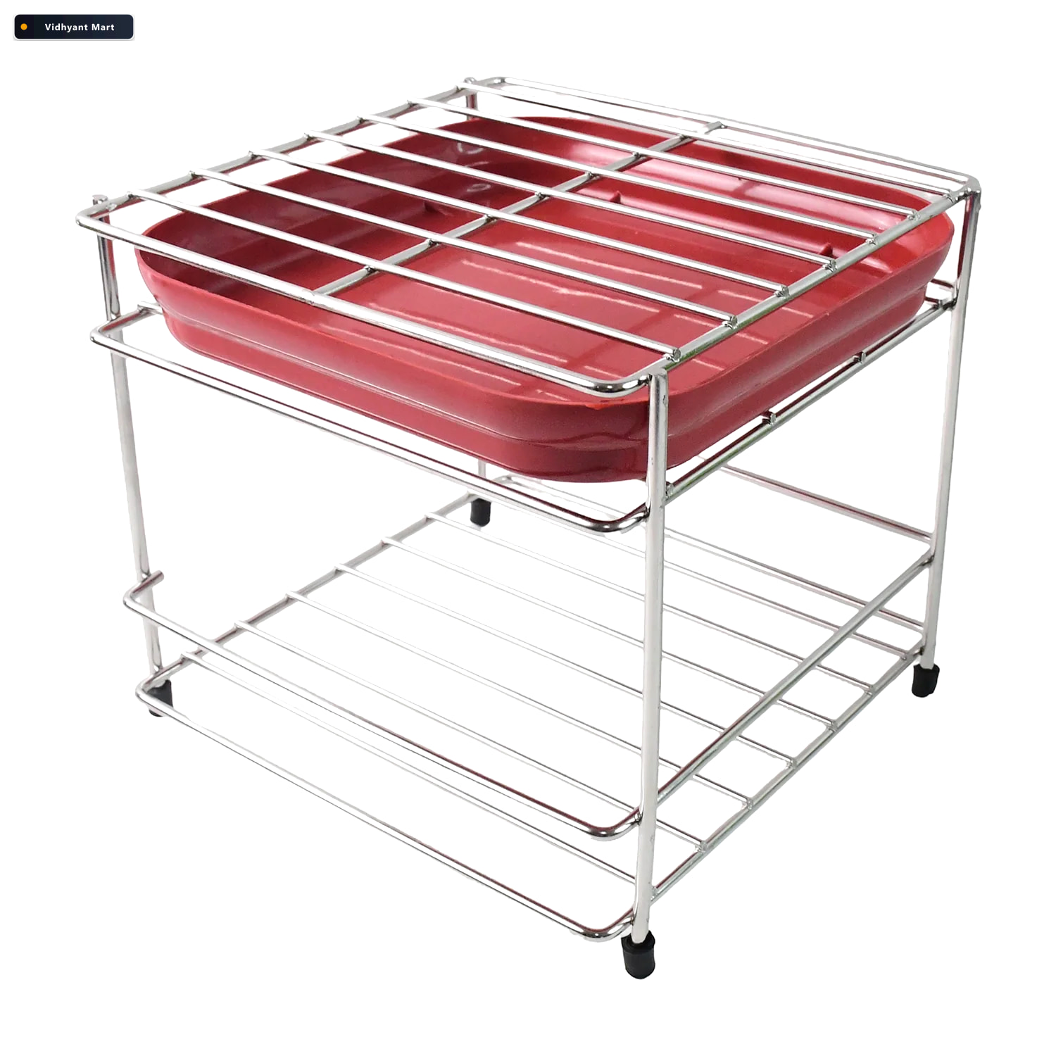 Vidhyant Mart Stainless Steel 2 Tier Kitchen Utensil Storage Sta 4