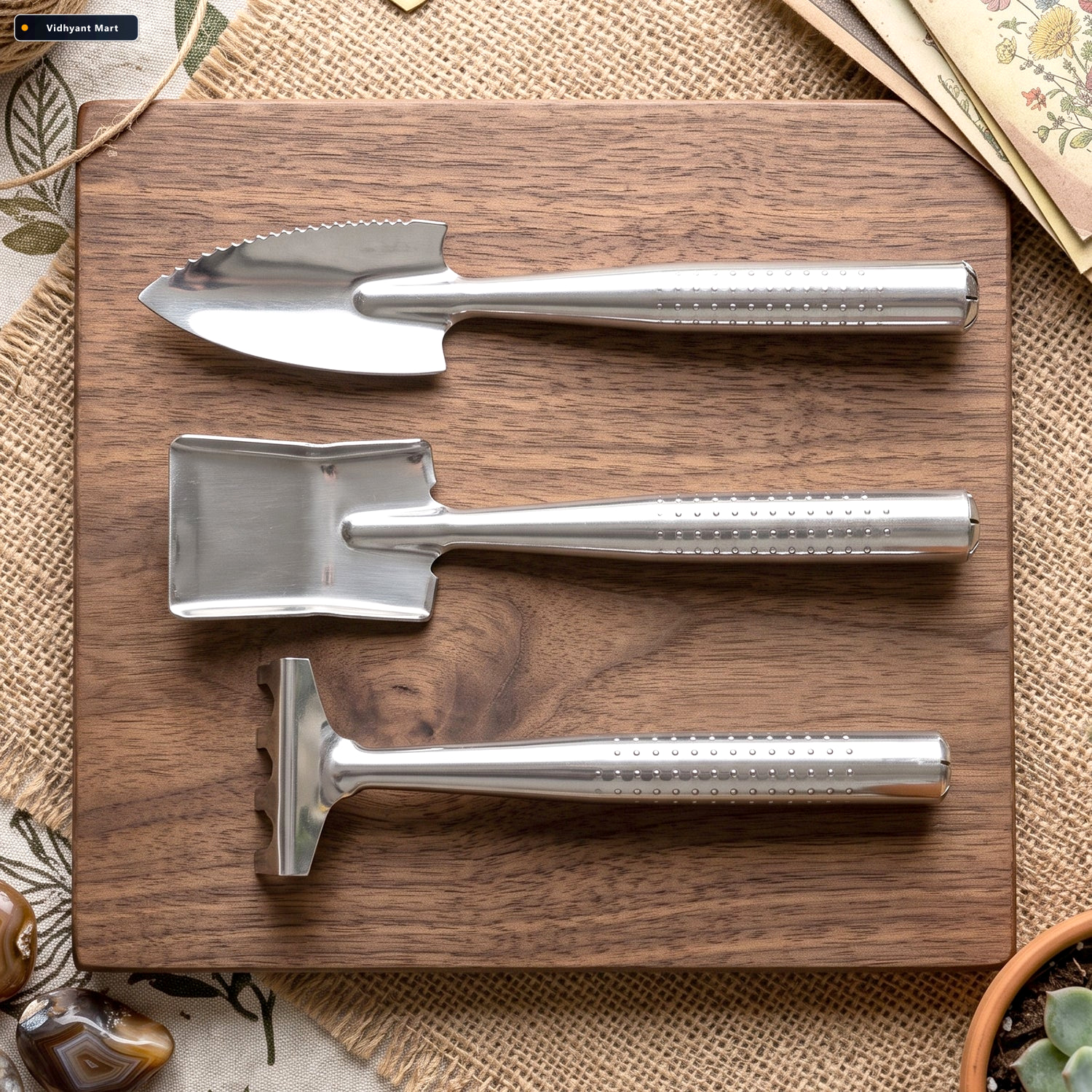 Vidhyant Mart Stainless Steel 3 In 1 Garden Hand Tool Set Spade 3
