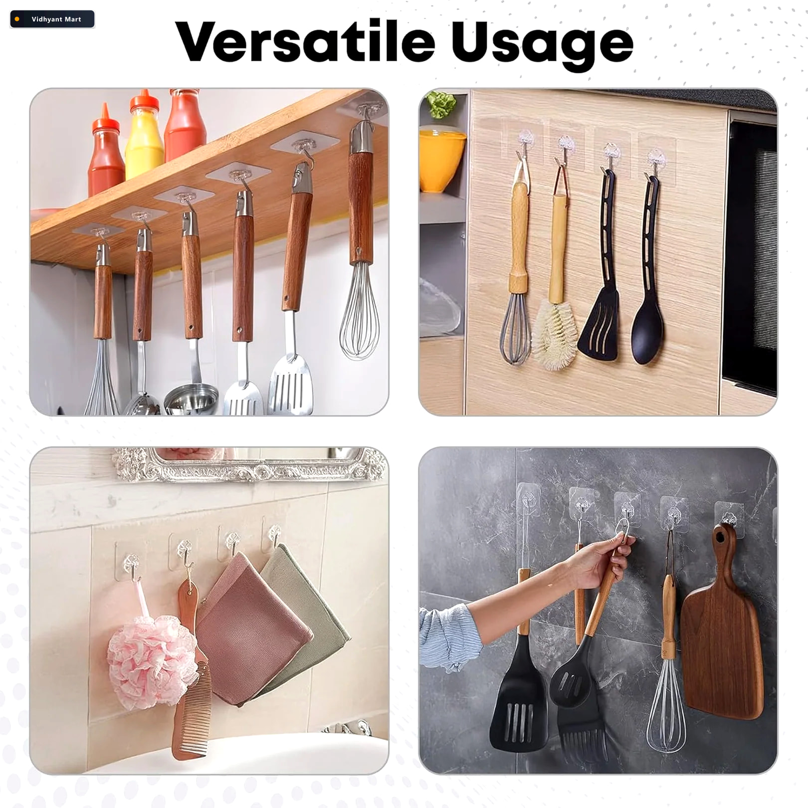 Vidhyant Mart Stainless Steel Adhesive Hooks Waterproof Rustproo 5