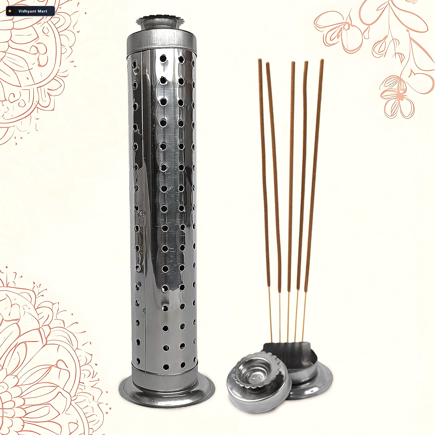 Vidhyant Mart Stainless Steel Agarbatti Stand Safe Ash Catcher F 1