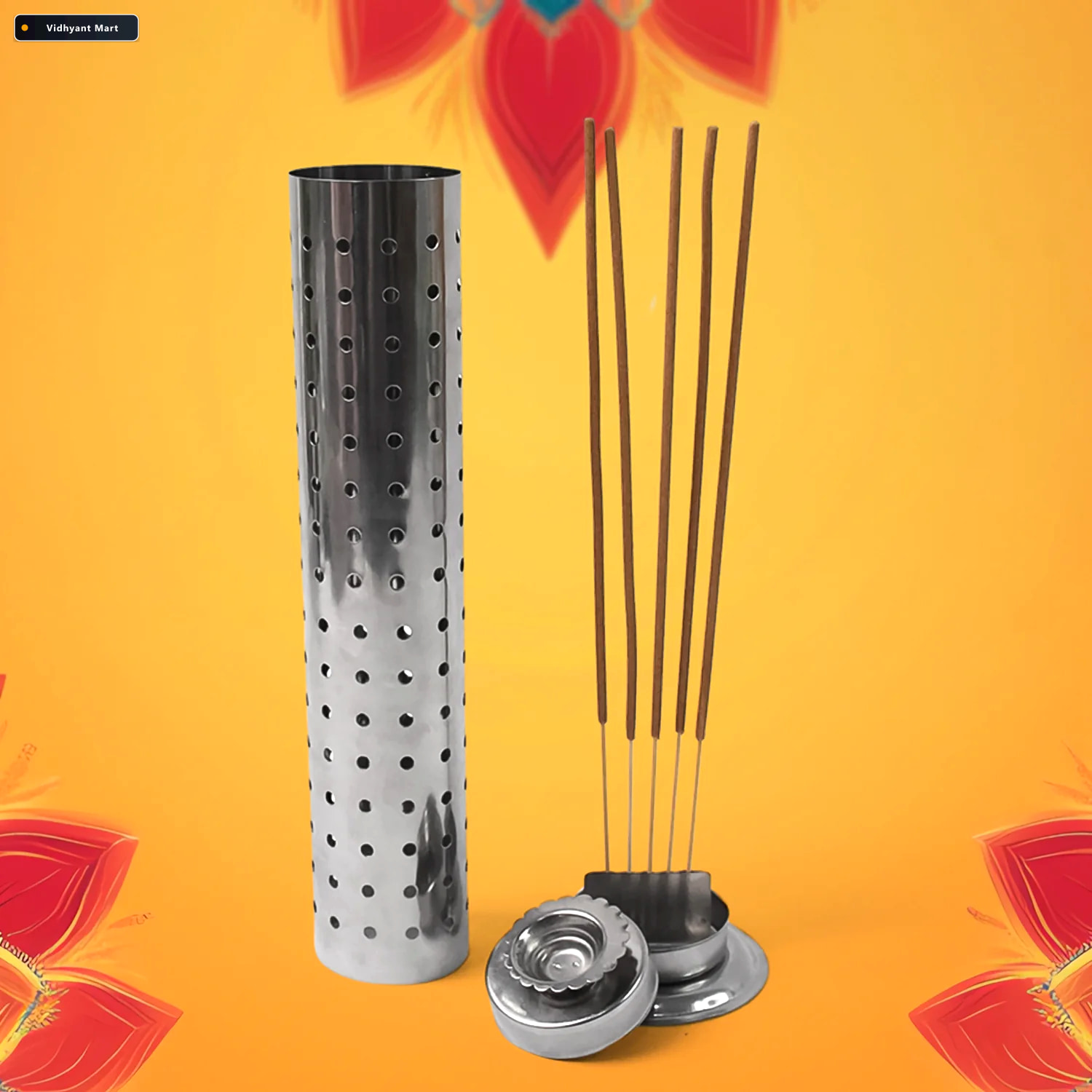 Vidhyant Mart Stainless Steel Agarbatti Stand Safe Ash Catcher F 2