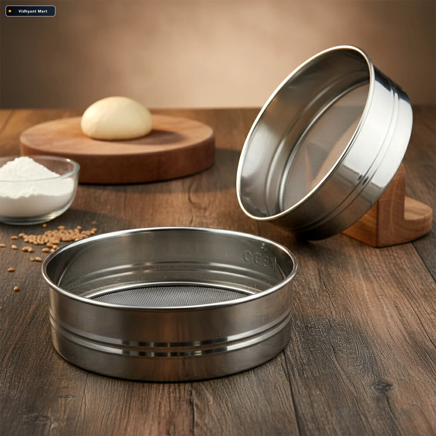 Vidhyant Mart Stainless Steel Atta Chalni Sieve Set Fine Mesh 2 3