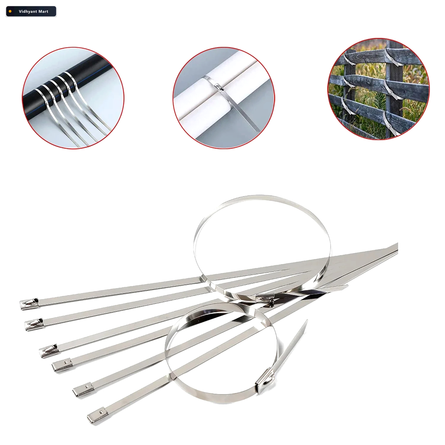 Vidhyant Mart Stainless Steel Cable Ties 100 Pcs Heavy Duty Bolt 1