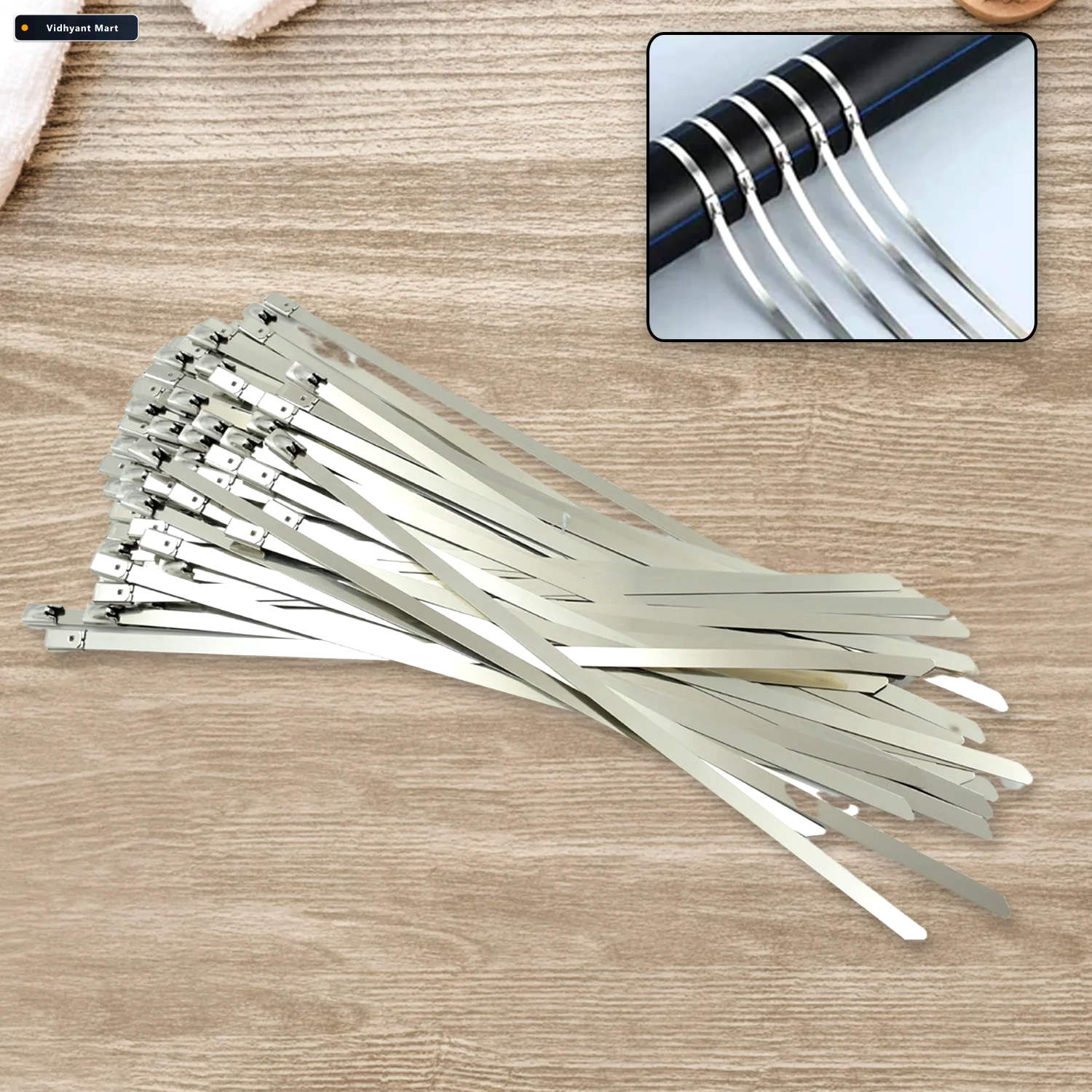 Vidhyant Mart Stainless Steel Cable Ties 100 Pcs Heavy Duty Bolt 2