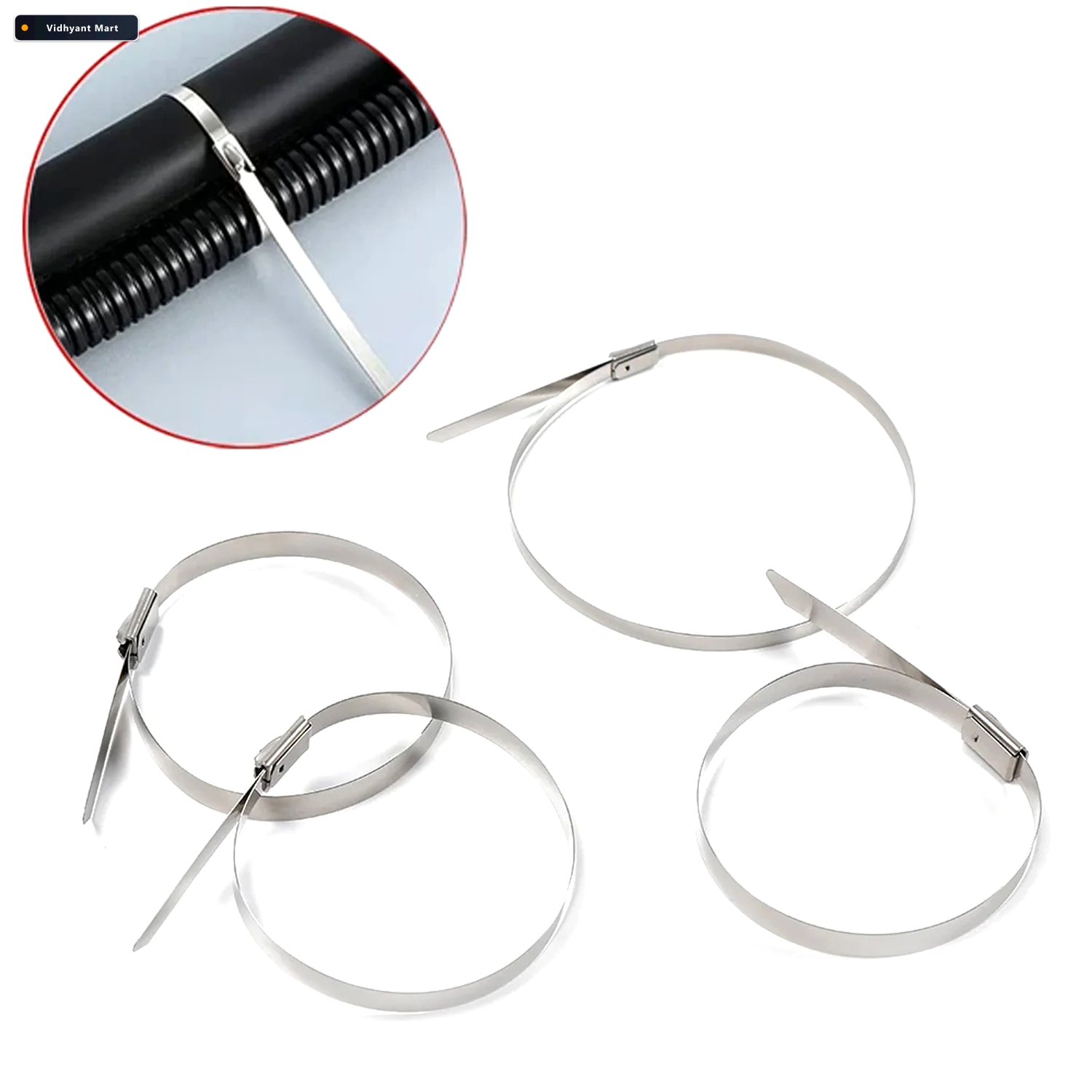 Vidhyant Mart Stainless Steel Cable Ties 100 Pcs Heavy Duty Bolt 3