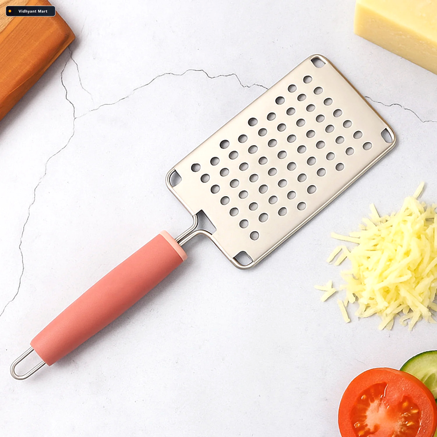 Vidhyant Mart Stainless Steel Cheese Vegetable Grater Soft Grip 3