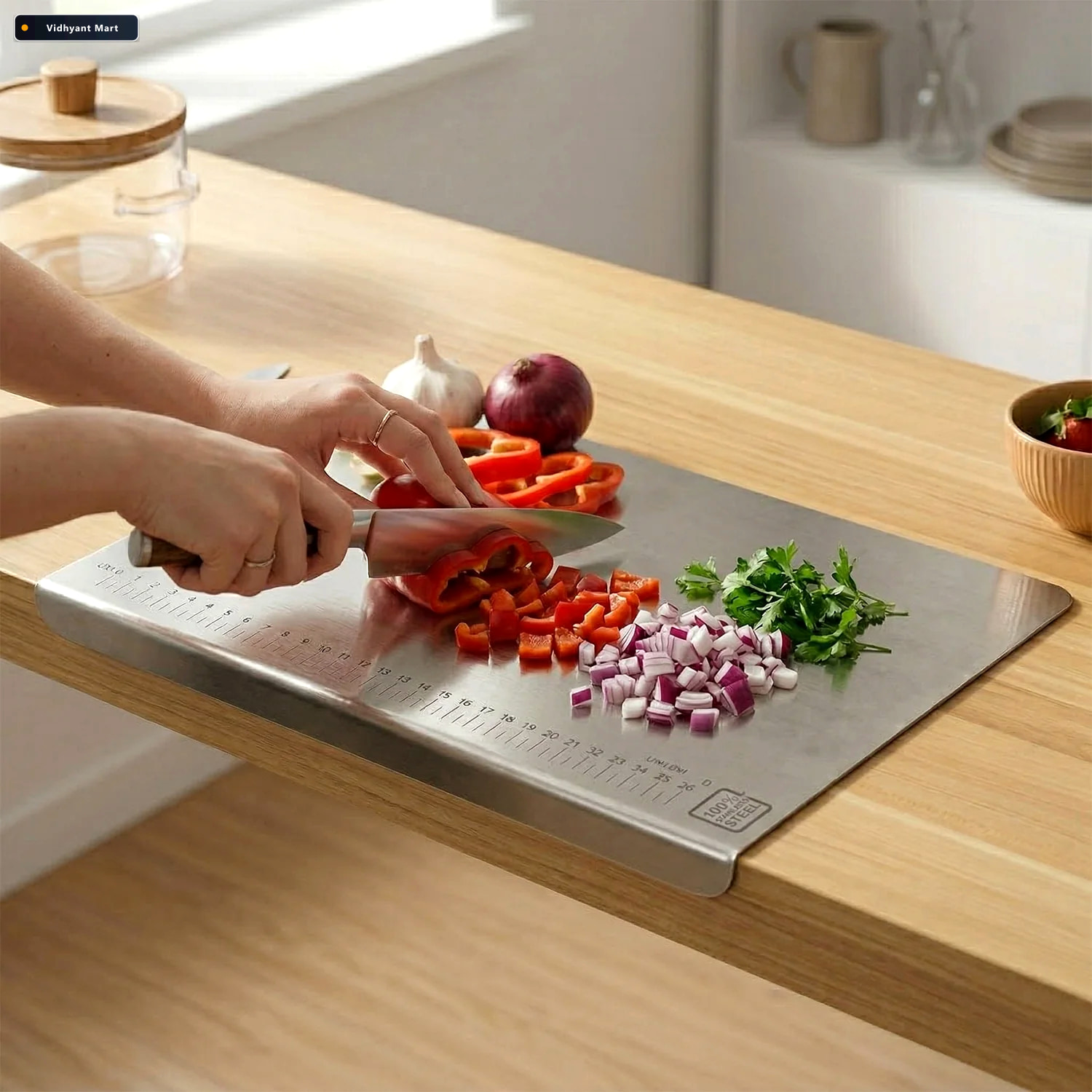 Vidhyant Mart Stainless Steel Chopping Board Hygienic Durable Fo 4