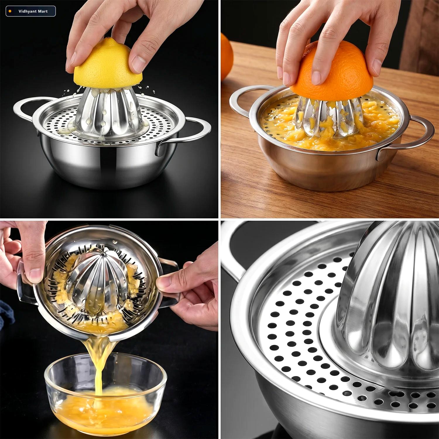 Vidhyant Mart Stainless Steel Citrus Juicer Manual Hand Press Fo 2