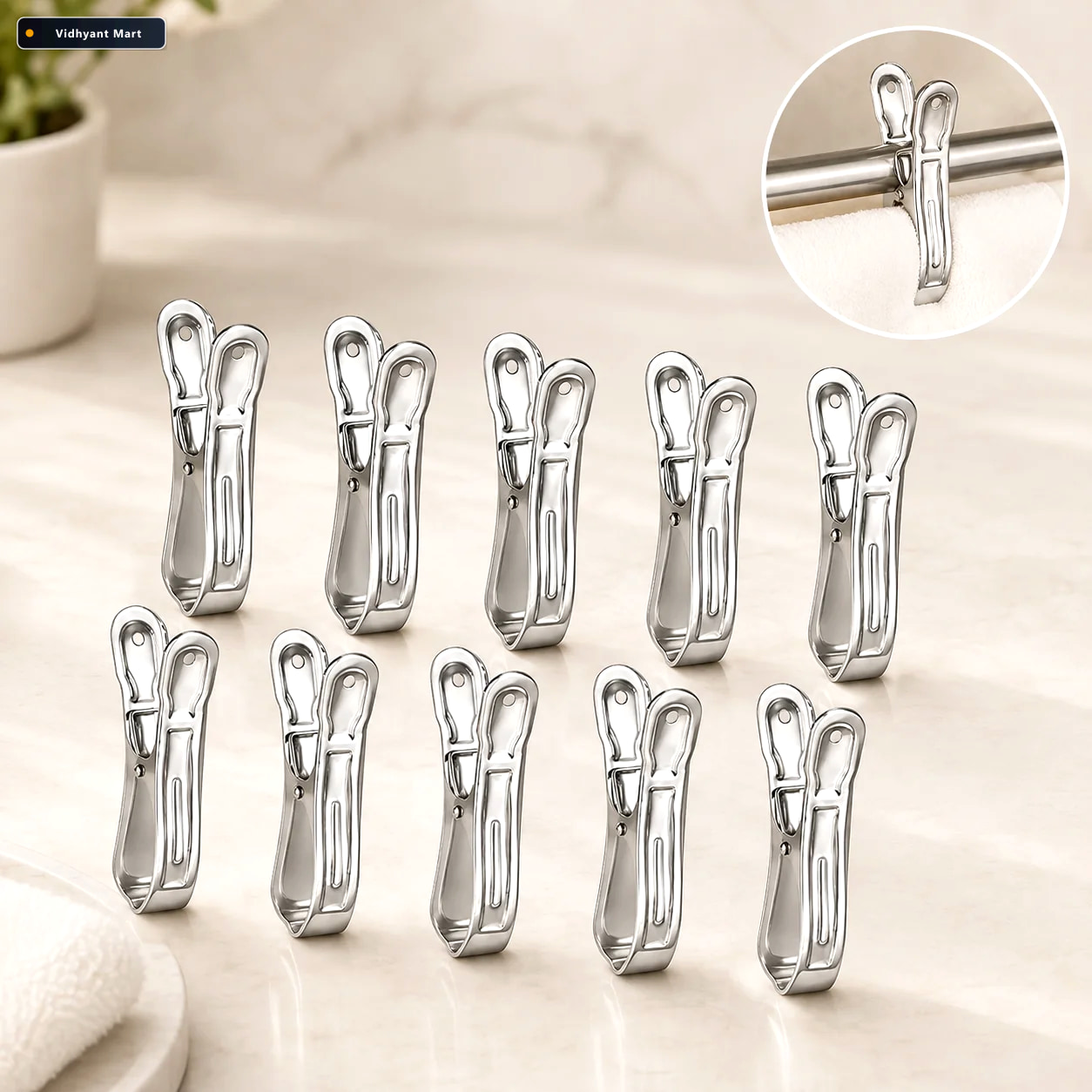 Vidhyant Mart Stainless Steel Clothespins Windproof Durable Laun 1