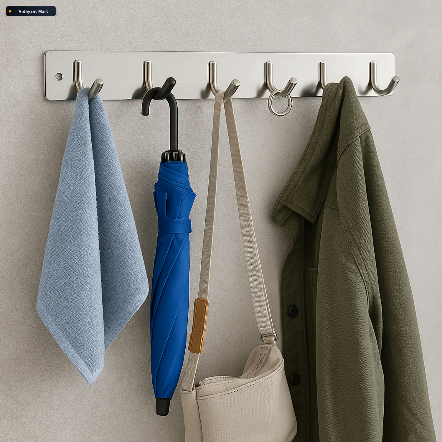 Vidhyant Mart Stainless Steel Coat Rack 6 Hook Durable Rust Resi 2