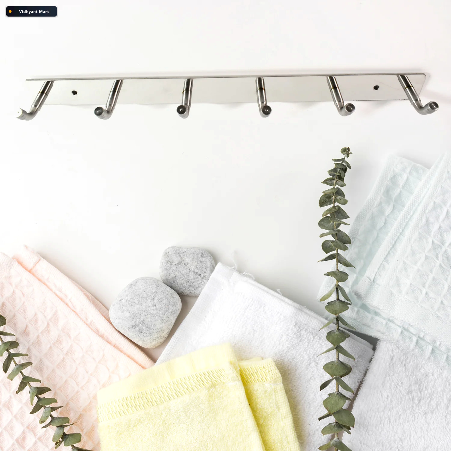 Vidhyant Mart Stainless Steel Coat Rack 6 Hook Durable Rust Resi 4