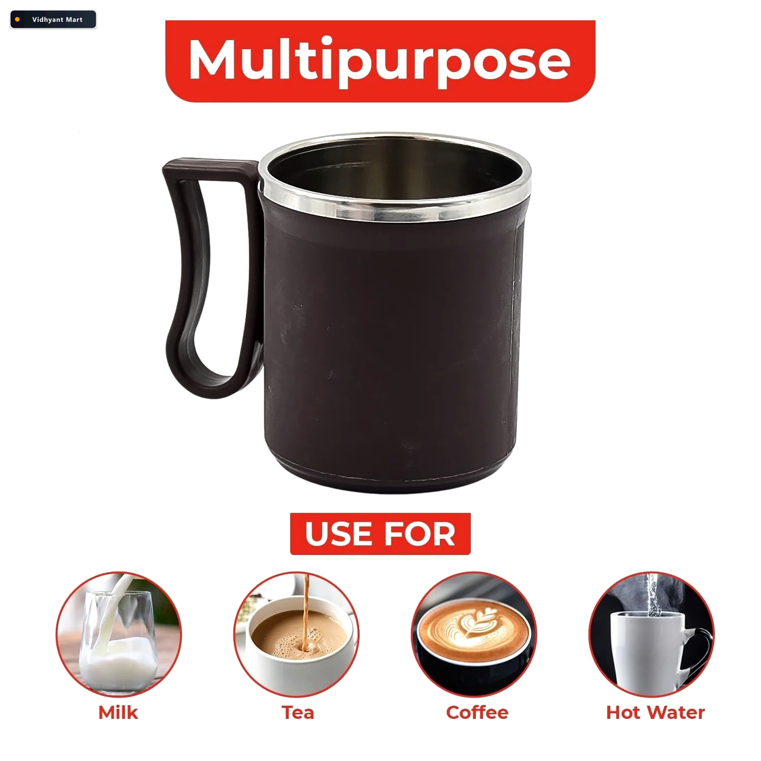 Vidhyant Mart Stainless Steel Coffee Mug Insulated 200ml Mug Wal 3