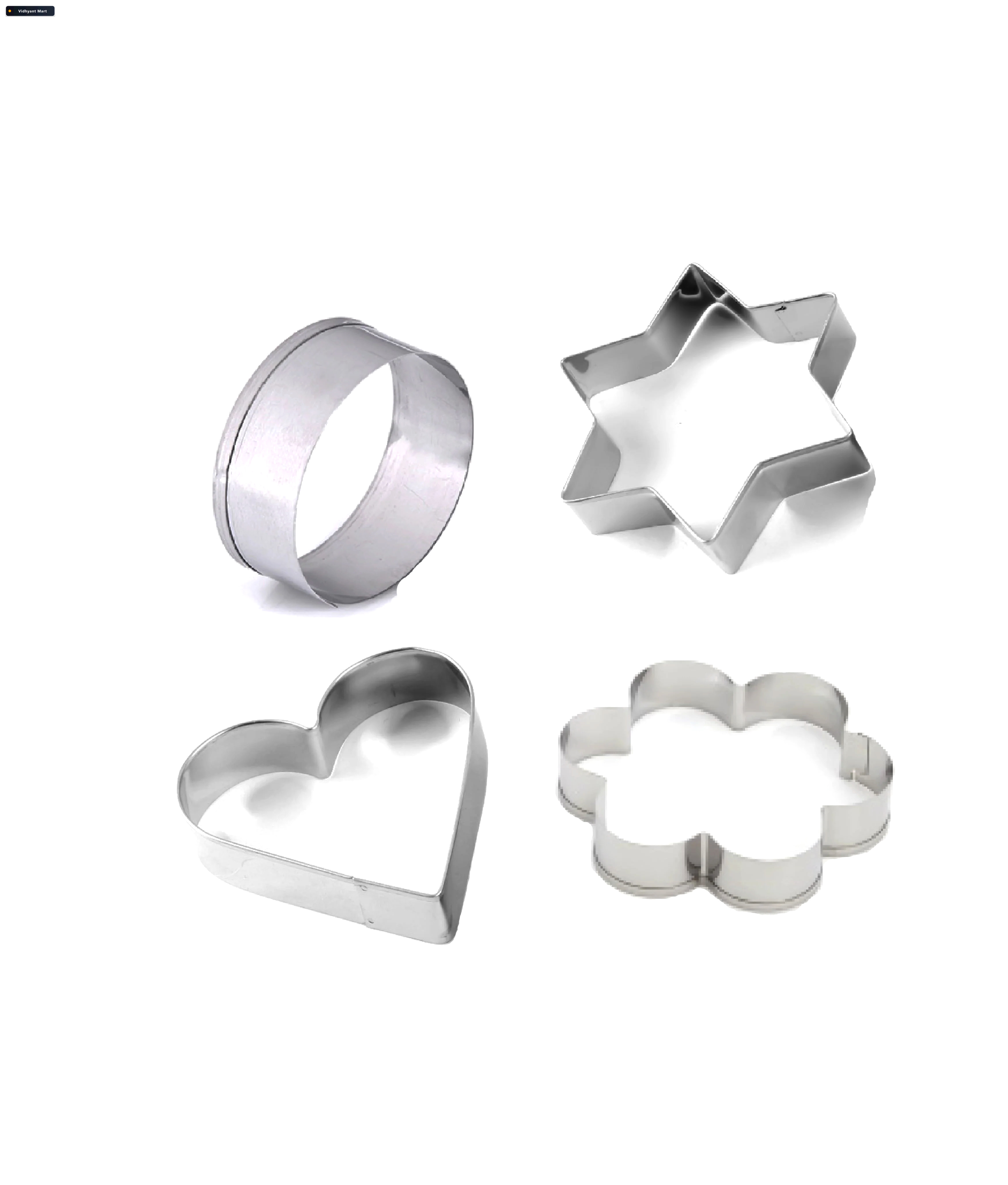 Vidhyant Mart Stainless Steel Cookie Cutter Set 4 Shapes For Bak 1