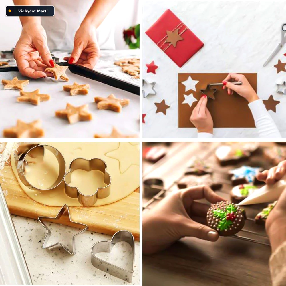 Vidhyant Mart Stainless Steel Cookie Cutter Set 4 Shapes For Bak 3