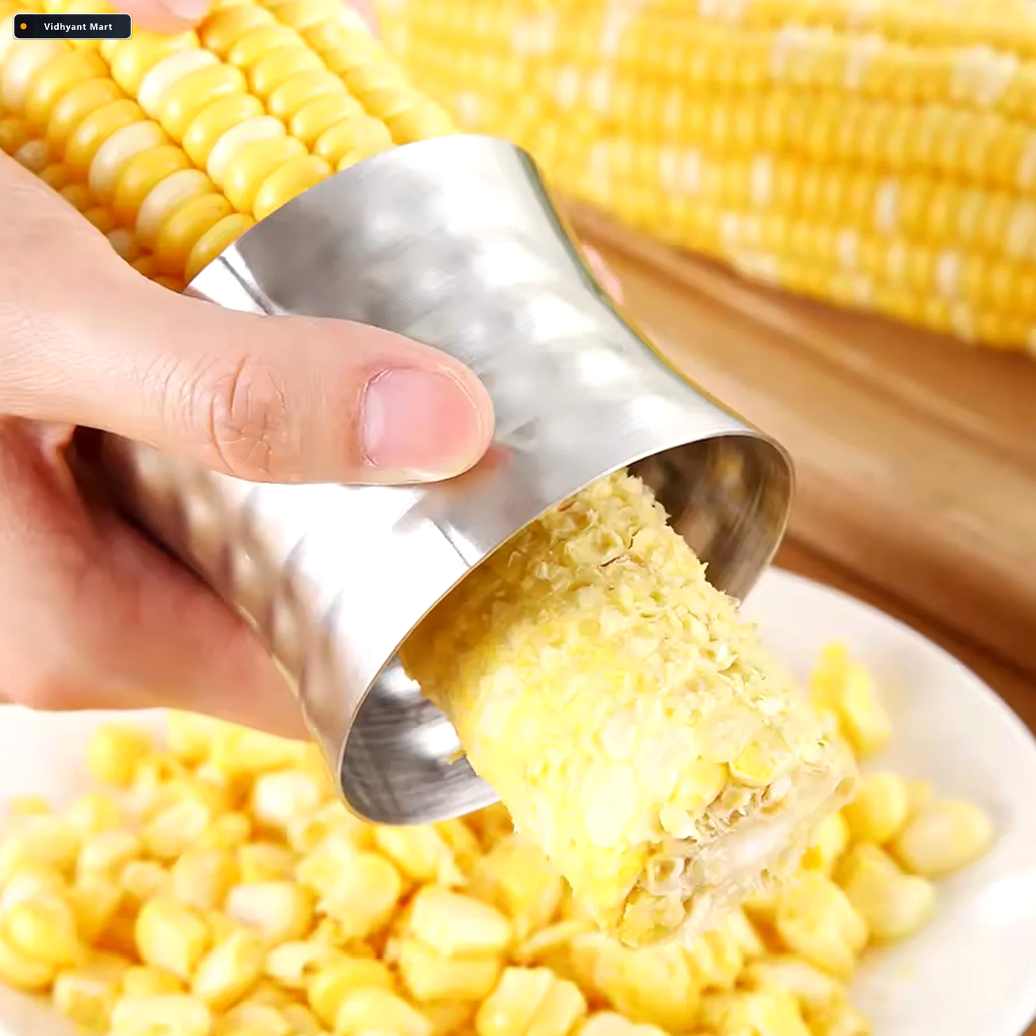 Vidhyant Mart Stainless Steel Corn Cutter Safe Kernel Remover Ch 3