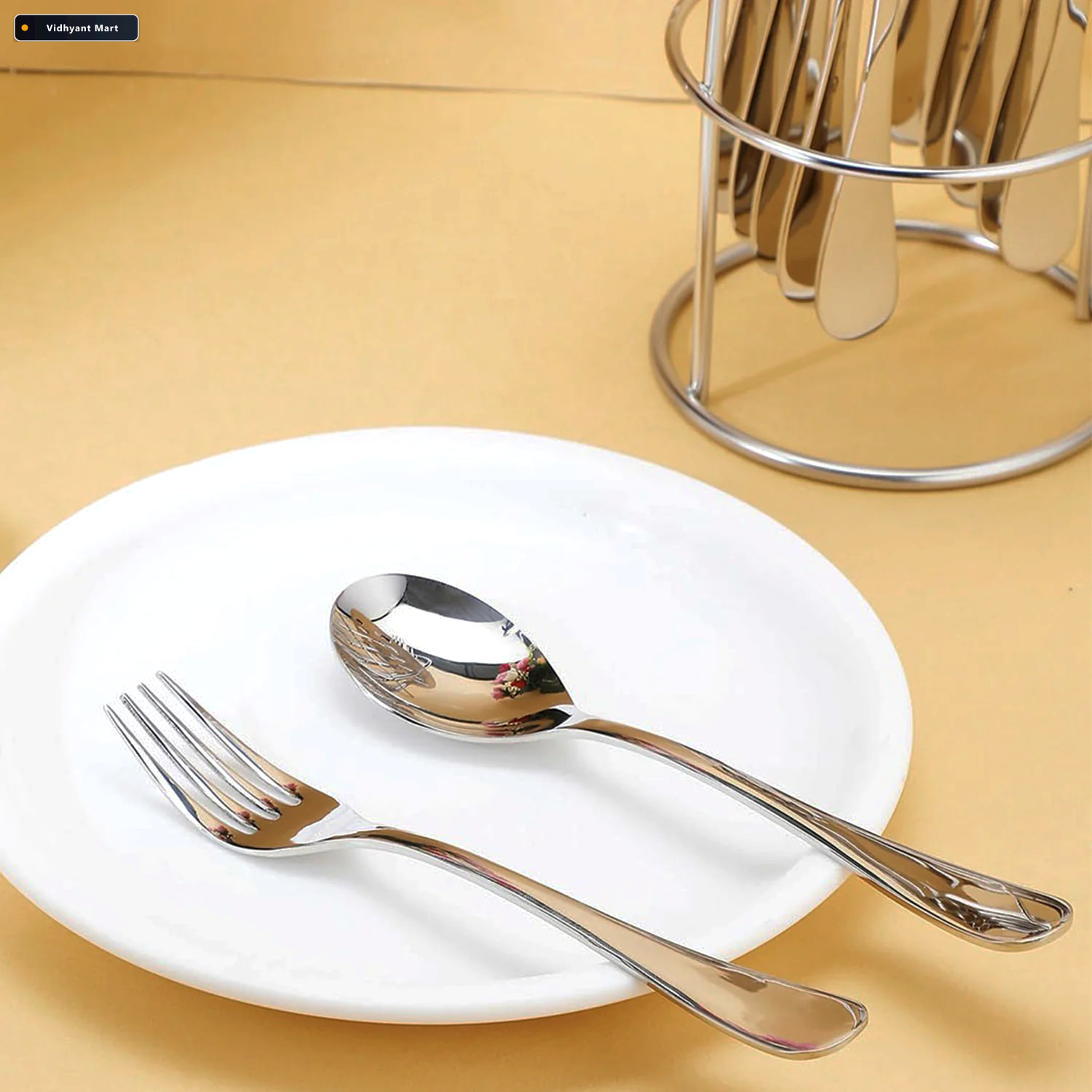 Vidhyant Mart Stainless Steel Cutlery Set 16 Piece With Elegant 2