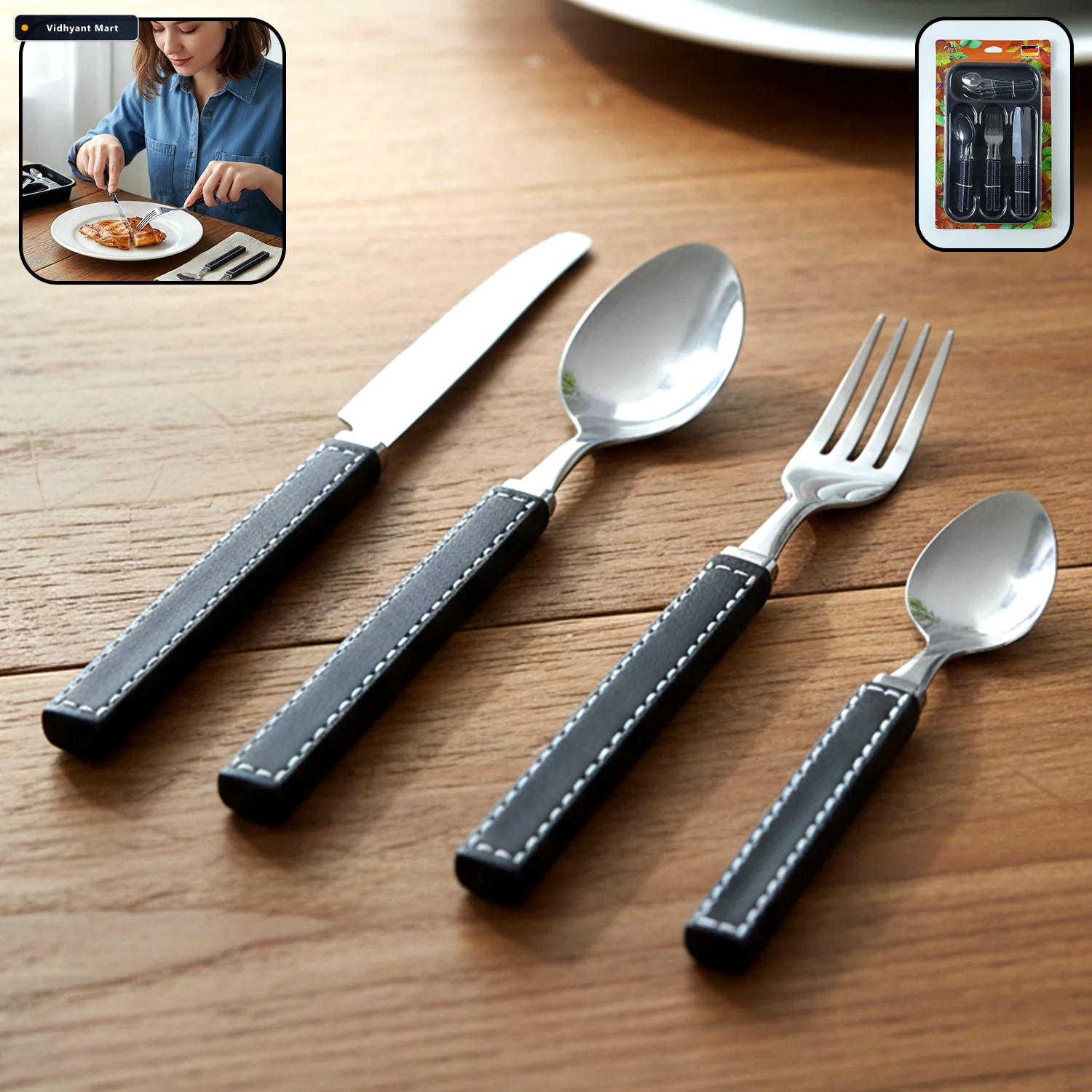 Vidhyant Mart Stainless Steel Cutlery Set 24 Piece With Plastic 1