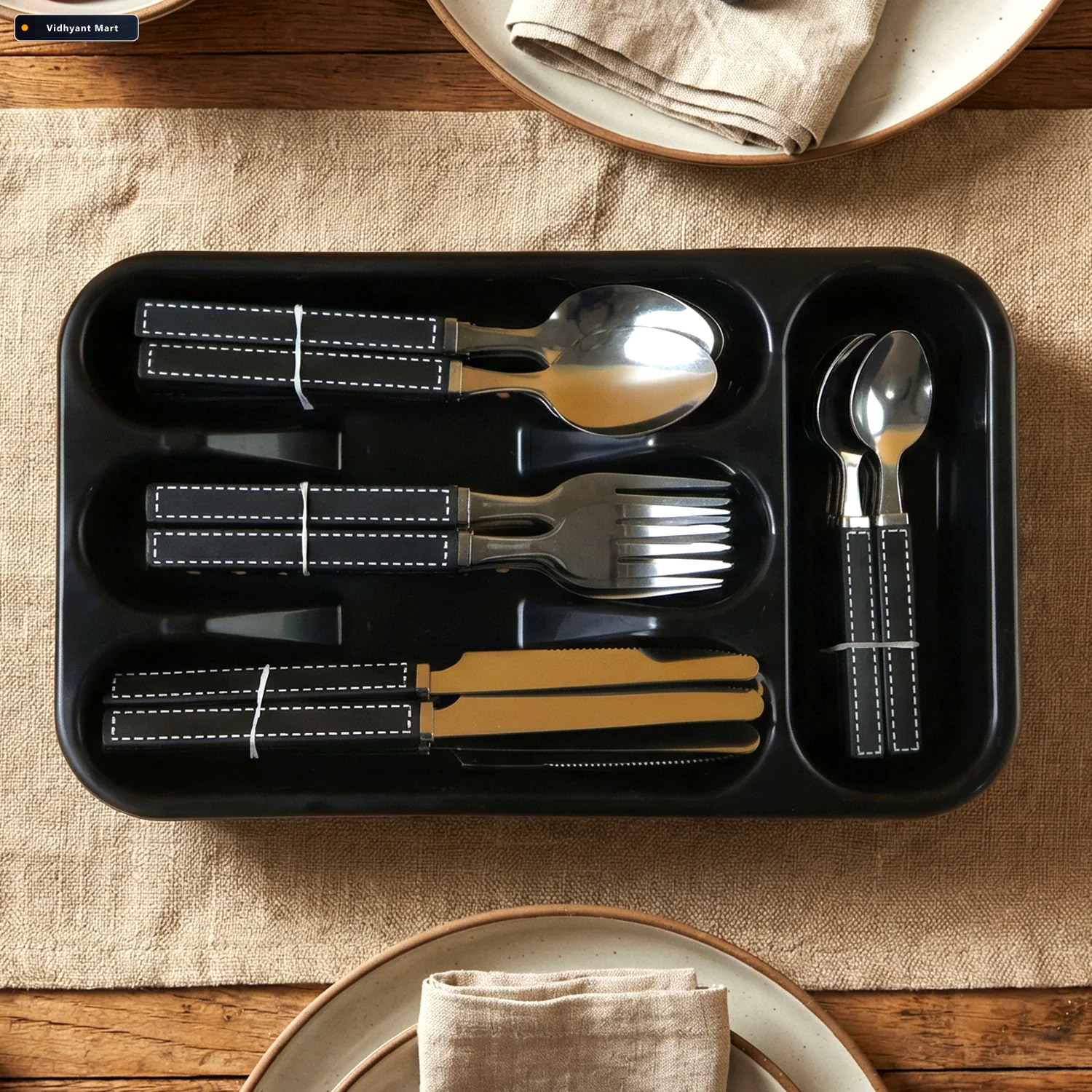 Vidhyant Mart Stainless Steel Cutlery Set 24 Piece With Plastic 4