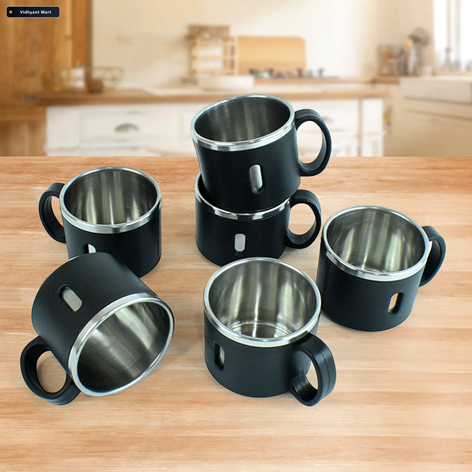 Vidhyant Mart Stainless Steel Desk Mug Set Durable 150ml Tea Cof 2