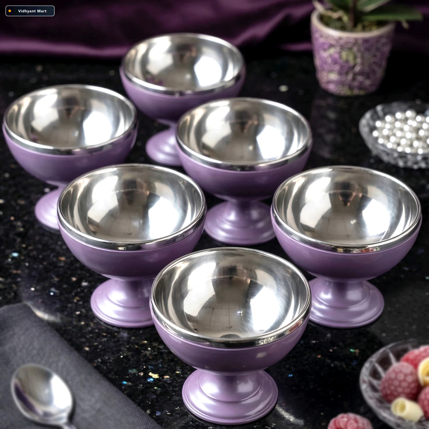 Vidhyant Mart Stainless Steel Dessert Bowl Set Elegant Durable S 2