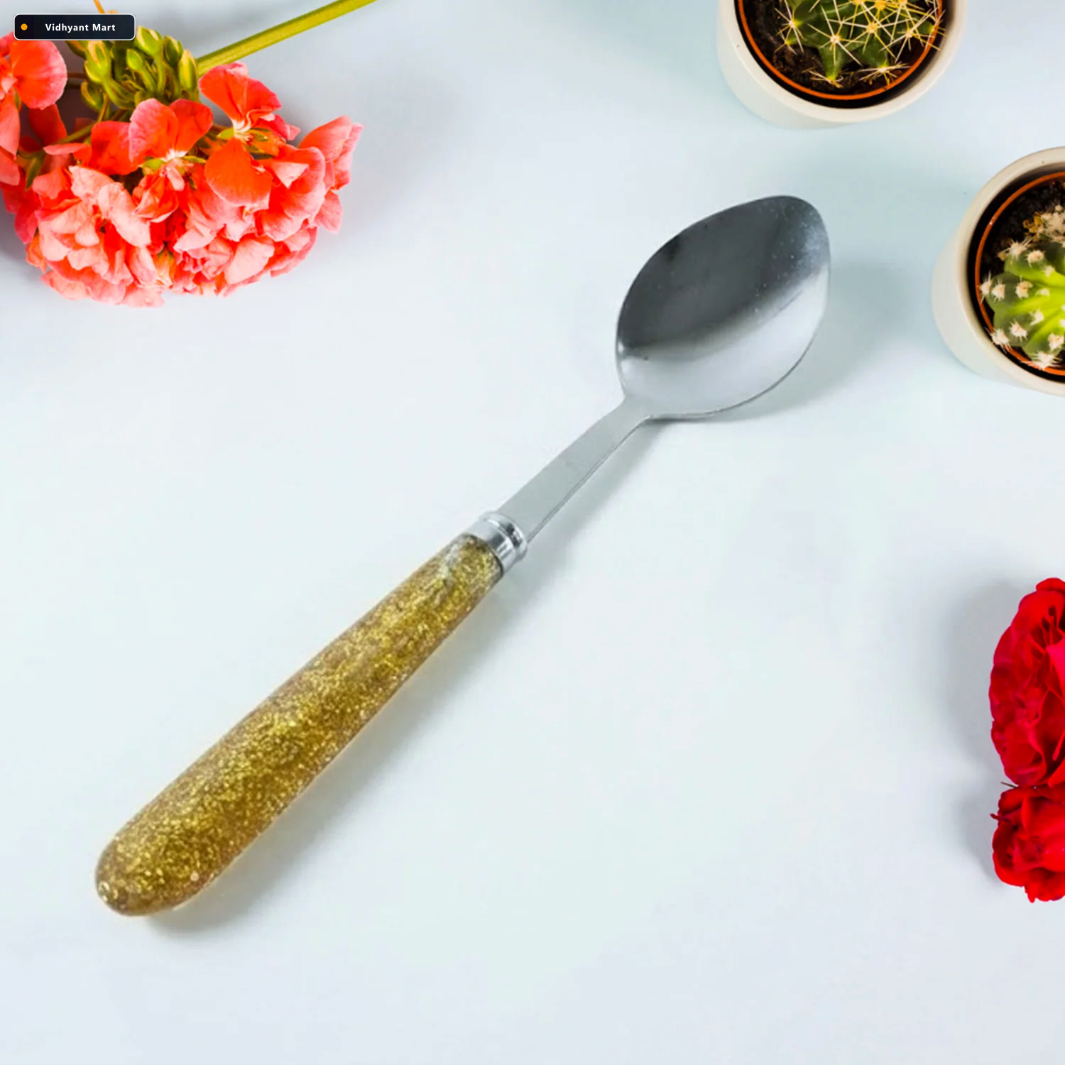 Vidhyant Mart Stainless Steel Dining Spoon Set Elegant Glitter H 2