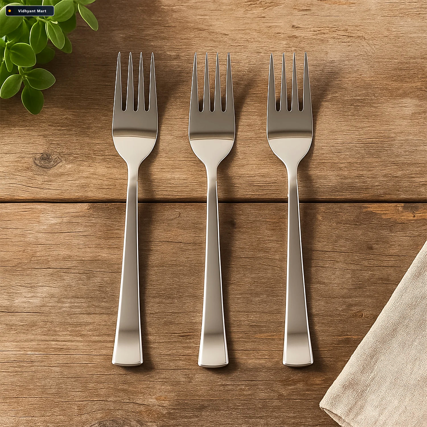 Vidhyant Mart Stainless Steel Dinner Fork Set 3 Pcs Premium Rust 1
