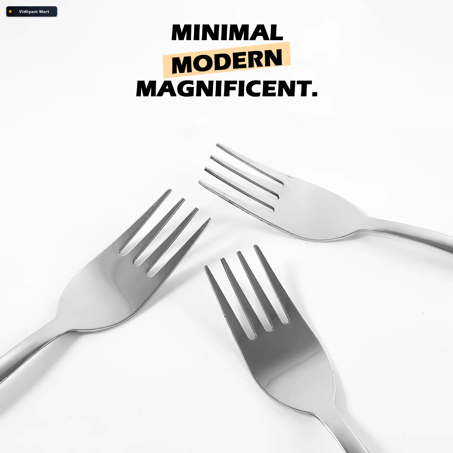 Vidhyant Mart Stainless Steel Dinner Fork Set 3 Pcs Premium Rust 3