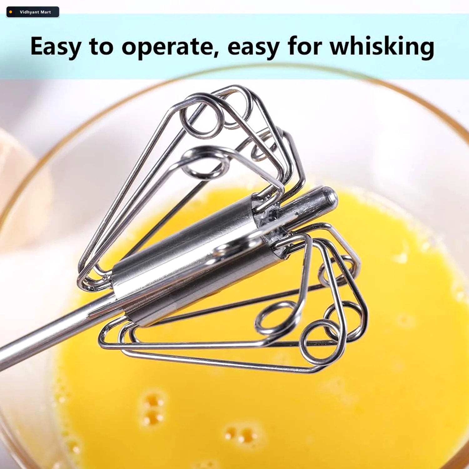 Vidhyant Mart Stainless Steel Egg Whisk Hand Push Rotary Quicksl 2