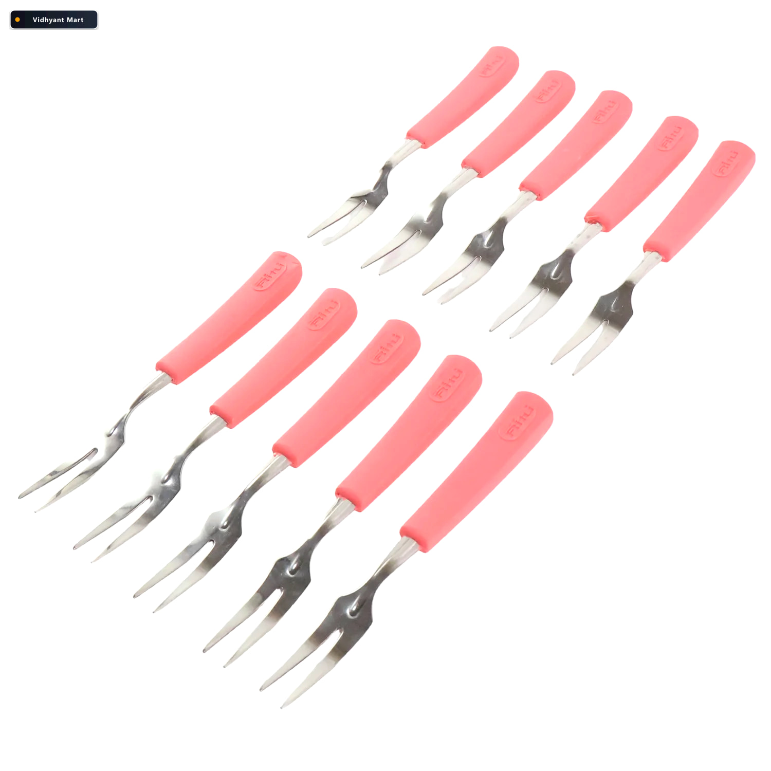 Vidhyant Mart Stainless Steel Fruit Fork Set 10 Durable Mini For 4