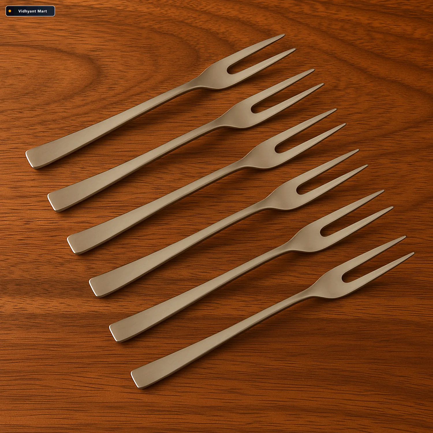 Vidhyant Mart Stainless Steel Fruit Fork Set Durable Elegant 6 P 2
