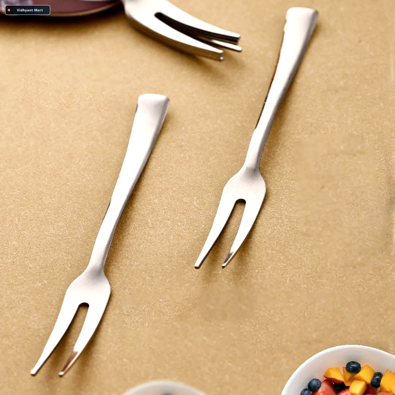 Vidhyant Mart Stainless Steel Fruit Fork Set Durable Elegant 6 P 3
