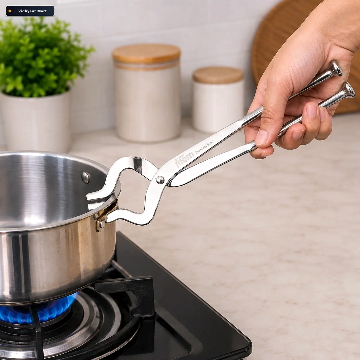 Vidhyant Mart Stainless Steel Full Round Kitchen Pincer Heavy Du 1