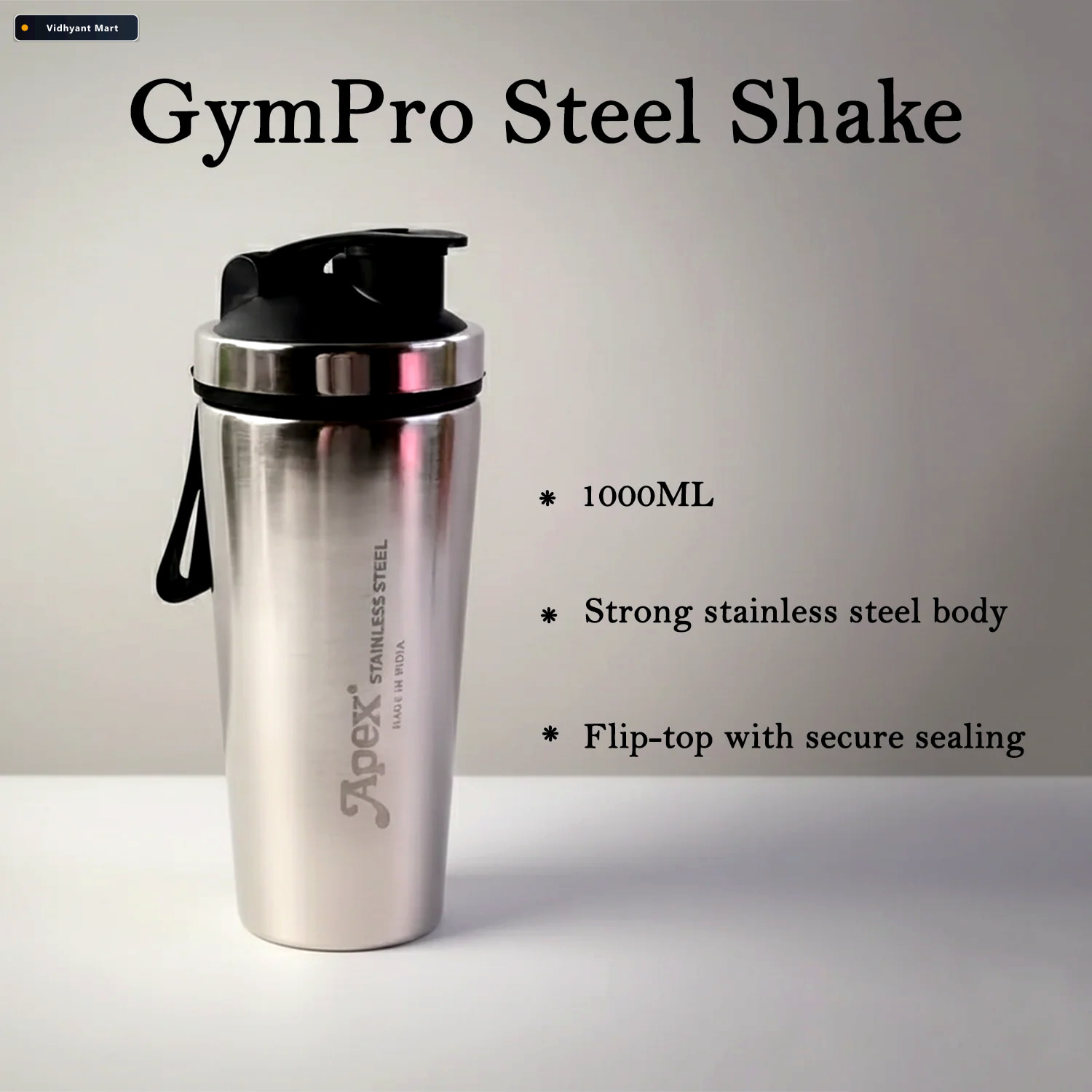 Vidhyant Mart Stainless Steel Gym Shaker Bottle 1000ml Leak Resi 2