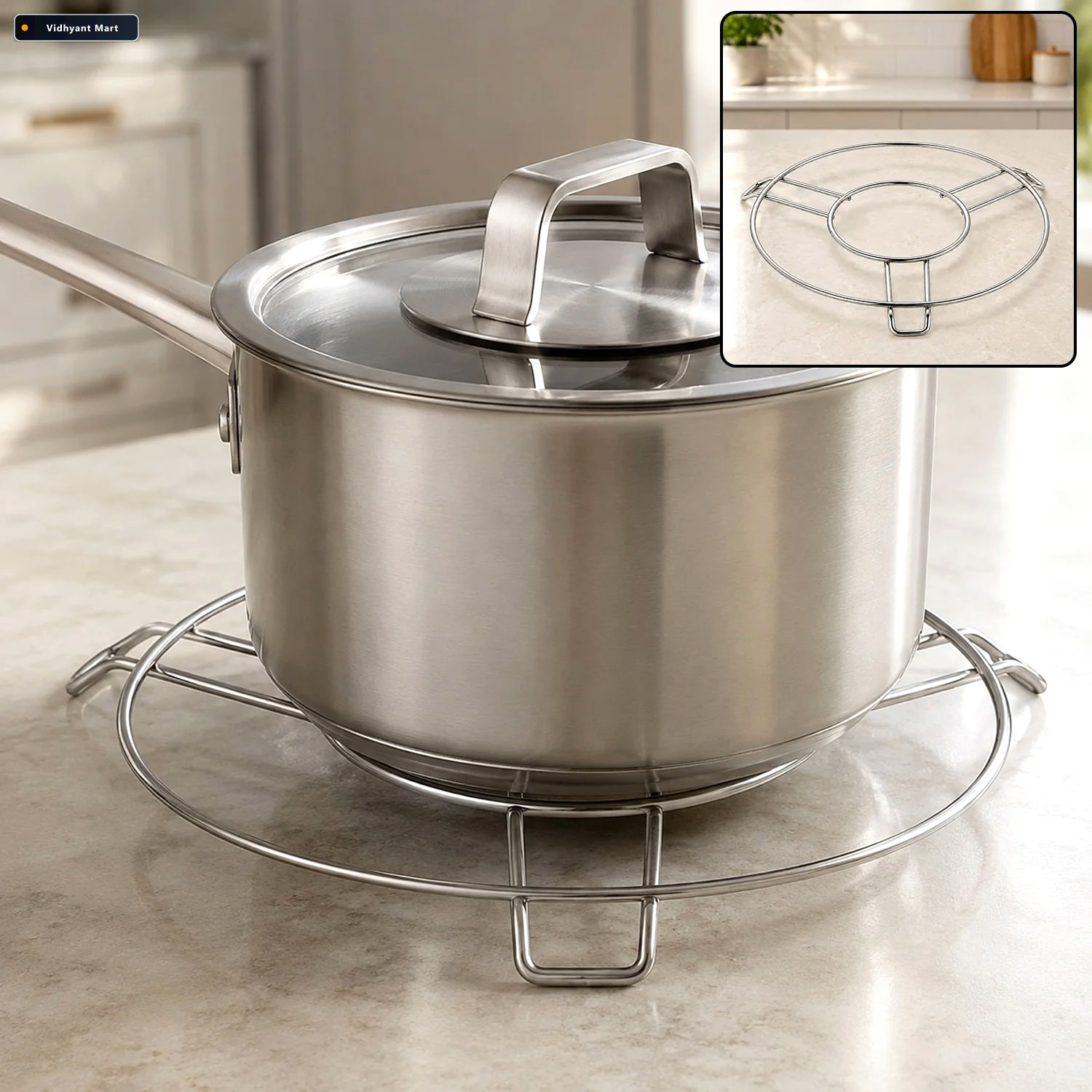Vidhyant Mart Stainless Steel Hot Pot Stand Durable Heatproof Co 1