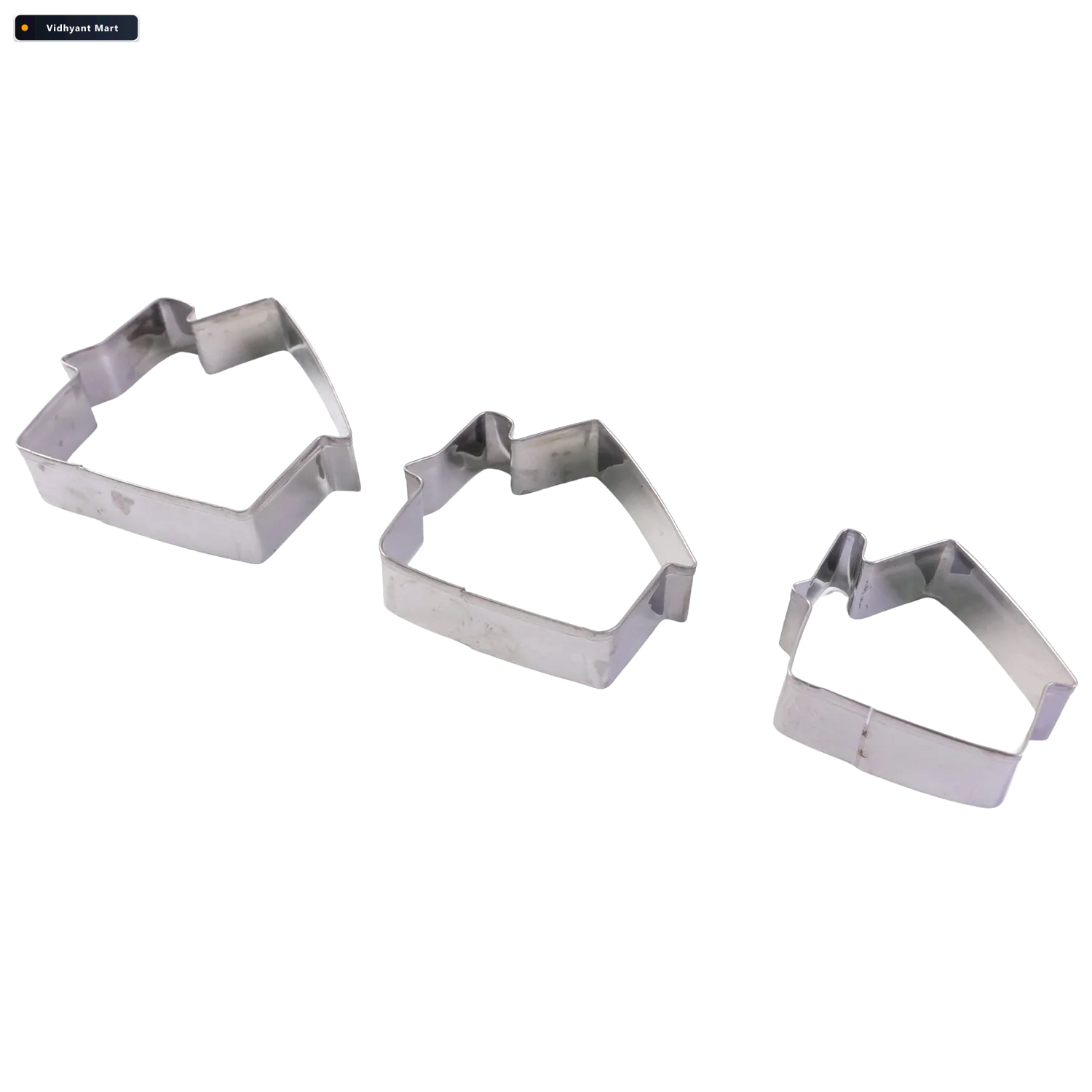 Vidhyant Mart Stainless Steel House Shape Cookie Cutter Set 3 Du 4