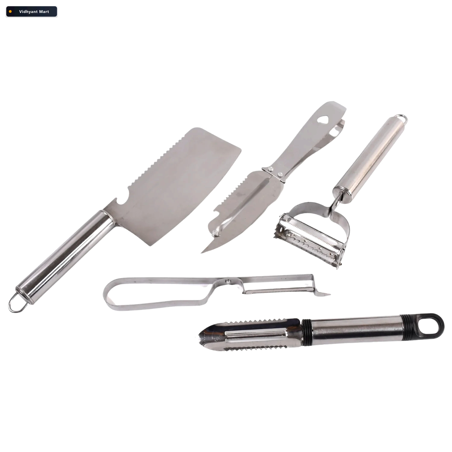 Vidhyant Mart Stainless Steel Kitchen Gadget Set 5 Pc Peeler Gra 4