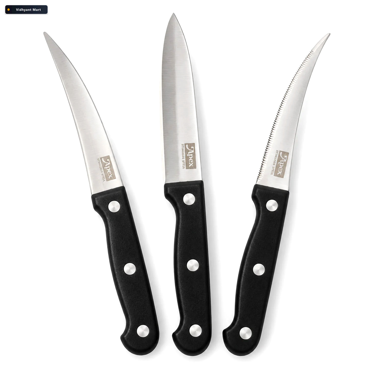 Vidhyant Mart Stainless Steel Kitchen Knife Set With Riveted Han 4