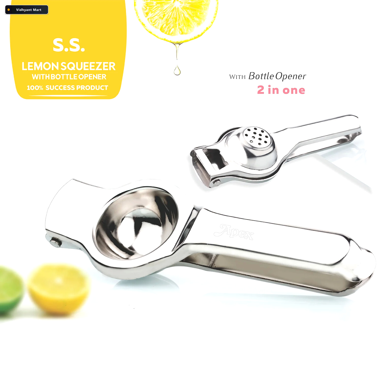Vidhyant Mart Stainless Steel Lemon Press Heavy Duty Juicer With 4